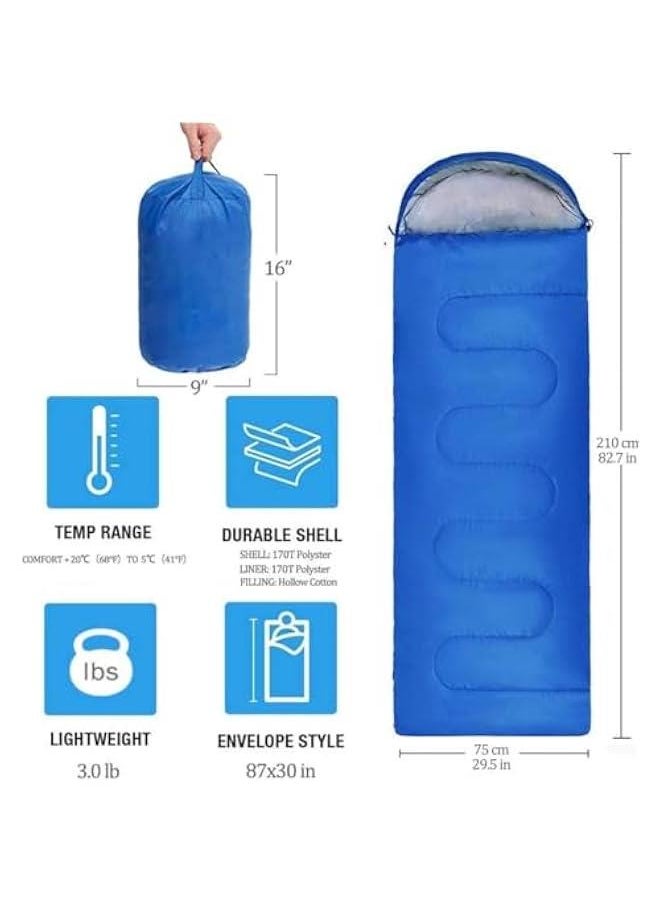 هوكور TRASSLE Sleeping Bag, Lightweight 3 Season Weather Sleep Bags for Kids Adults Girls Women, Microfiber Filled Compact Design for Backpacking/Hiking/Camping/Mountaineering  - Image 3