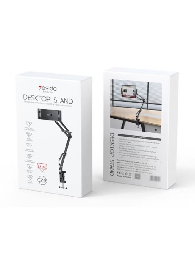 Yesido C296 Desktop Phone Holder Stand, 360° Multi-Directional Folding Shaft, Adjustable Mobile Phone Stand, Foldable Smartphone Holder with Stable Base, Flexible Viewing Angle, Compact Portable Design for Desk, Office, Home, Work, Study & Video Calls - Image 1