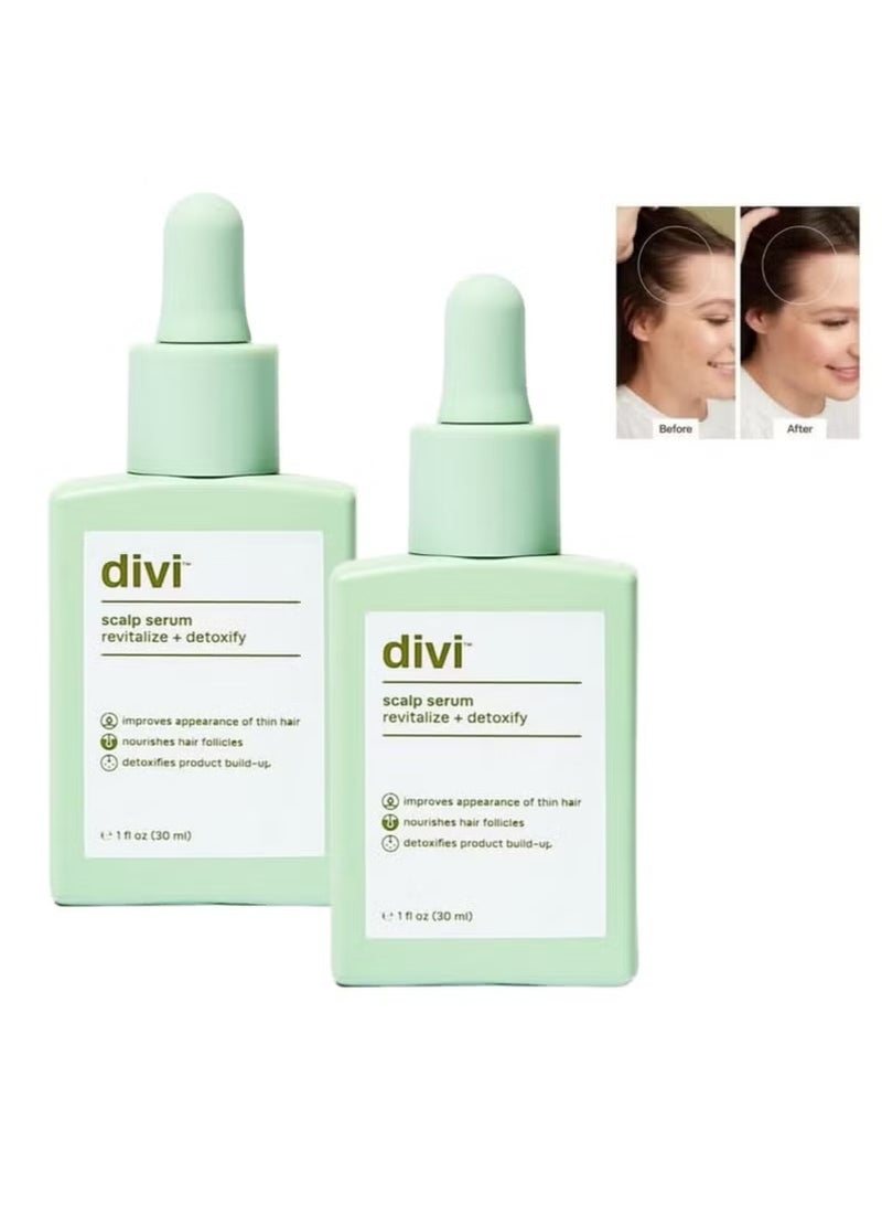 Divi Scalp Serum for Thinning Hair, 30ml,Clinically Tested,Nourishing Formula with Amino Acids,Caffeine and Rosemary Oil,Promotes Healthy Scalp and Fuller-Looking Hair, Reduces Oil and Product Buildup*2Pcs - Image 1