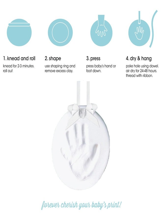 Pearhead Baby Handprint or Footprint Kit, My First Christmas Ornament, DIY Clay Keepsake, Gift For New And Expecting Parents, 3 Multicolored Ribbons - Image 2