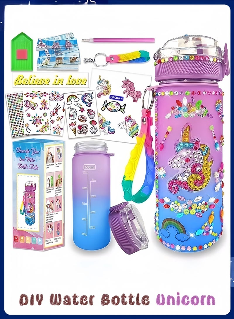 ColaBear Decorate Your Own Water Bottle Kits for Girls, Fun Arts and Crafts Gift Toys for Ages 3+, Gem Painting Crafts, Fun Arts and Crafts Gifts Toys for Girls Birthday (Purple) - Image 1
