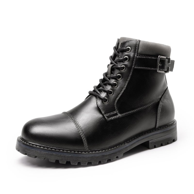 Bruno Marc Men's Motorcycle Combat Boots Warm Zipper Biker Riding Oxford Boot,Size 8.5,Classic Black,ENGLE-05