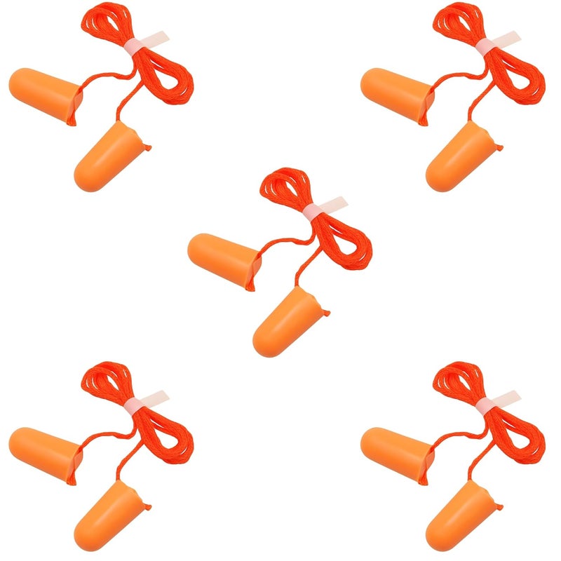 Stylera Ear Plugs Corded, Extra Soft, Reusable Earbuds Noise Cancellation, Soundproof Earplug Use For Underwater, Meditation, Study, Flight Travel,Sleeping Sound Block Up To 29 Decibel (ORANGE, PACK OF 5) - Image 1