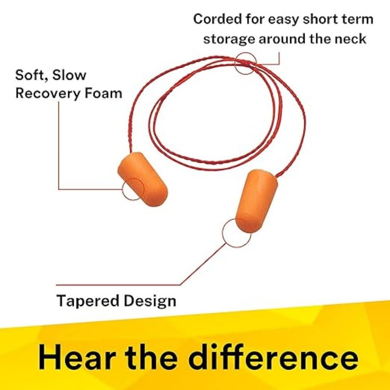 Stylera Ear Plugs Corded, Extra Soft, Reusable Earbuds Noise Cancellation, Soundproof Earplug Use For Underwater, Meditation, Study, Flight Travel,Sleeping Sound Block Up To 29 Decibel (ORANGE, PACK OF 5) - Image 3
