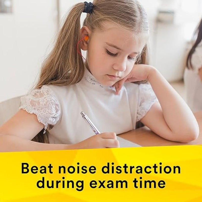 Stylera Ear Plugs Corded, Extra Soft, Reusable Earbuds Noise Cancellation, Soundproof Earplug Use For Underwater, Meditation, Study, Flight Travel,Sleeping Sound Block Up To 29 Decibel (ORANGE, PACK OF 5) - Image 4