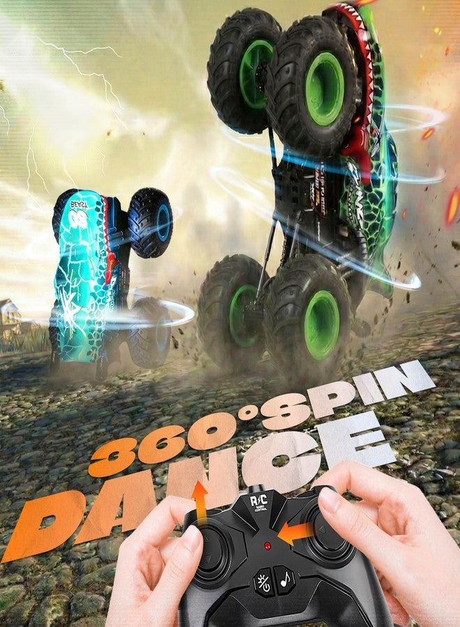 بيزغار ألعاب شاحنات الوحش من بيزجار - شاحنة وحش تعمل بجهاز تحكم عن بعد مع أضواء وموسيقى، ألعاب ديناصورات للأطفال، شاحنة تحكم عن بعد بمقياس 1:20 مع دوران 360 درجة وانجراف، سيارة تحكم عن بعد للأولاد من 4 إلى 7 سنوات، لون أزرق - Image 2