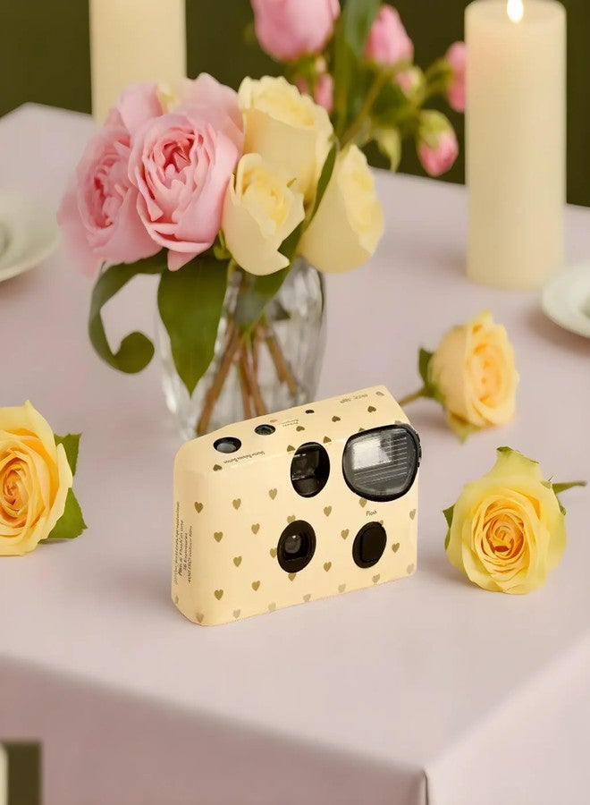 ويدينج ستار كاميرا Weddingstar للاستخدام مرة واحدة مع فلاش - كاميرا فيلم 35 مم للاستخدام مرة واحدة لحفلات الزفاف أو هدايا الحفلات - قلوب ذهبية - Image 3