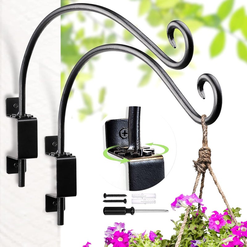 Lifyzoon Swivel Bird Feeder Hanger Hook: 2Packs 12Inch Swivel Hanging Plant Bracket Outdoor - Wall Mount Hanging Hook for Hanging Bird Feeder, Birdhouse, Wind Chimes, Heavy Plants - Image 1
