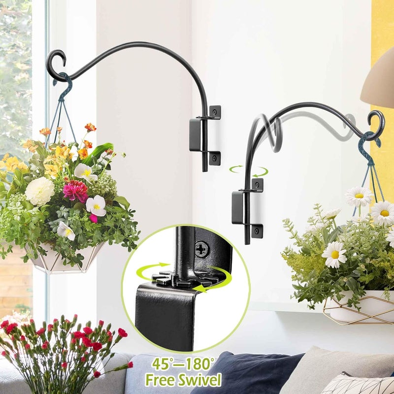 Lifyzoon Swivel Bird Feeder Hanger Hook: 2Packs 12Inch Swivel Hanging Plant Bracket Outdoor - Wall Mount Hanging Hook for Hanging Bird Feeder, Birdhouse, Wind Chimes, Heavy Plants - Image 5