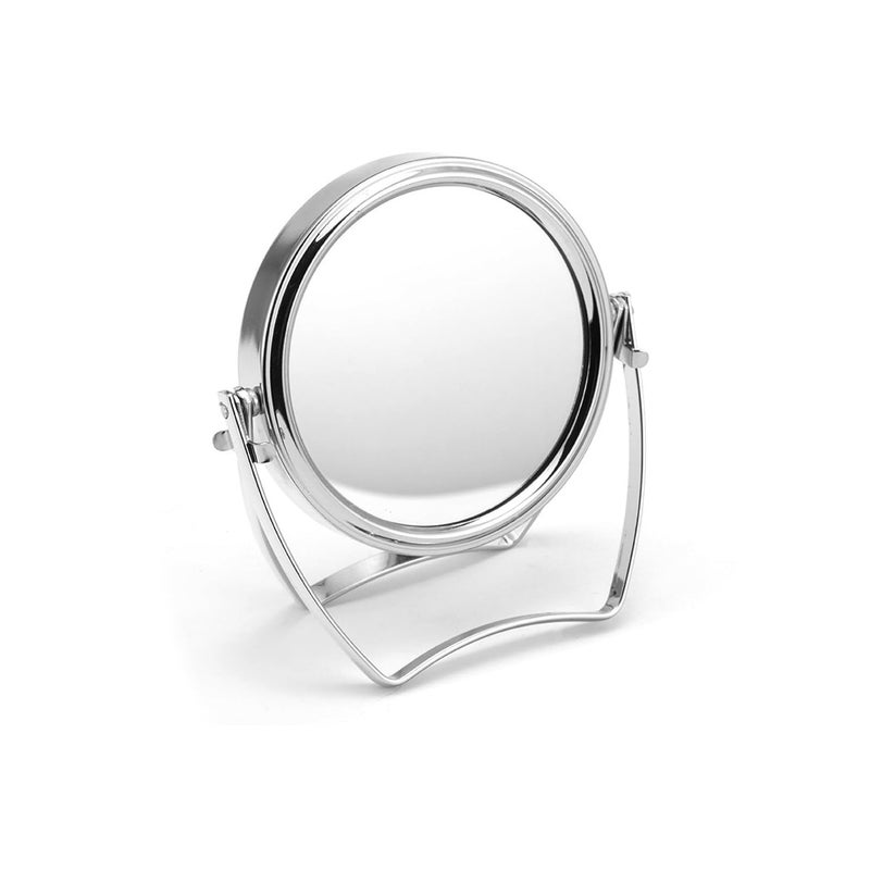 WMugthome Two-Sided 4-In/6-in with Handle Portable Round Makeup/Travel/Desk Mirror with 1X and 3X Magnification(Silver, 4inch) - Image 5