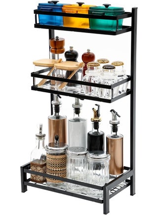 3-Tier Kitchen Countertop Organizer Suitable for Use as Metal Spice Rack, Under Sink Organizer, Kitchen Counter Top Organizer, Kitchen Overhead Organizer Shelves - Black - pzsku/Z02D18EAD7B6BA54D2DDBZ/45/1750318863/eed7e3d8-c9e6-46bd-bd7e-443d2f784e78
