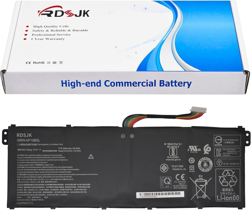 AP19B5L Laptop Battery for Acer Aspire 5 A515-43 A515-43G A515-52 A515-52G A515-55 A515-55-56VK Swift 3 SP314-21N-R5FR SF314-42 SF314-512 Aspire Vero AV15-51 TravelMate P2 TMP214-41 TMP215-41 54.6Wh - Image 1