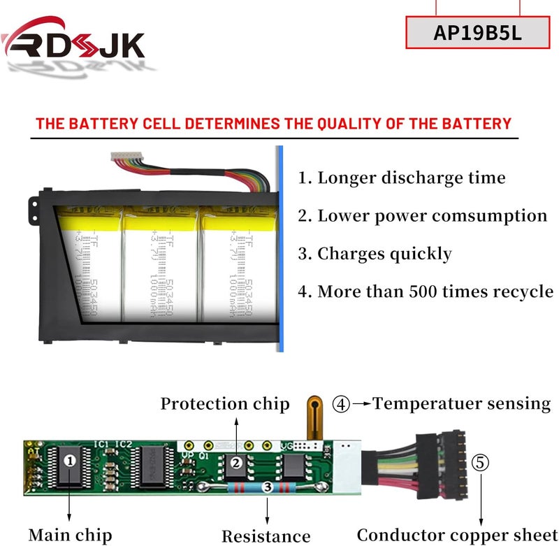 AP19B5L Laptop Battery for Acer Aspire 5 A515-43 A515-43G A515-52 A515-52G A515-55 A515-55-56VK Swift 3 SP314-21N-R5FR SF314-42 SF314-512 Aspire Vero AV15-51 TravelMate P2 TMP214-41 TMP215-41 54.6Wh - Image 4