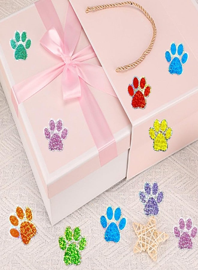 RUPOFUZA 500Pcs Cute Dog Paws Vinyl Stickers Roll 1in Glitter Stickers 8 Colors Cute Dog Footprints Label Tag Self-Adhesive Classroom Reward Waterproof Decals for Bottle Birthday Party Decor - Image 4