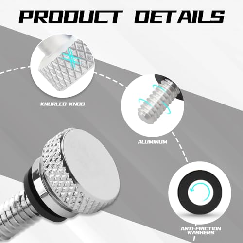 WINUERK Motorcycle Quick Release Seat Bolt Screw, 1/4 Inch-20 Thread Motorcycle Aluminum Alloy Rear Seat Bolt Mount Screw Compatible with Harley Davidson Touring Softail Dyna Sportster 1996-2025 - Image 3