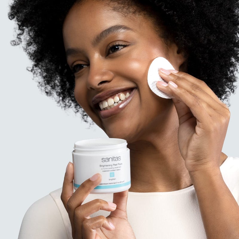 Sanitas Skincare Brightening Peel Pads, Home Peeling Treatment With Lactic, Glycolic, and Salicylic Acids, Exfoliating Treatment, 50 Pads / 2 Ounces - Image 3