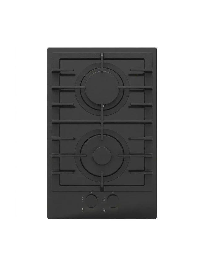 Built-in Gas Hob - 30 Cm - Cast Iron Holders - 2 Burners – Ceramic - Black - HPT303 BL