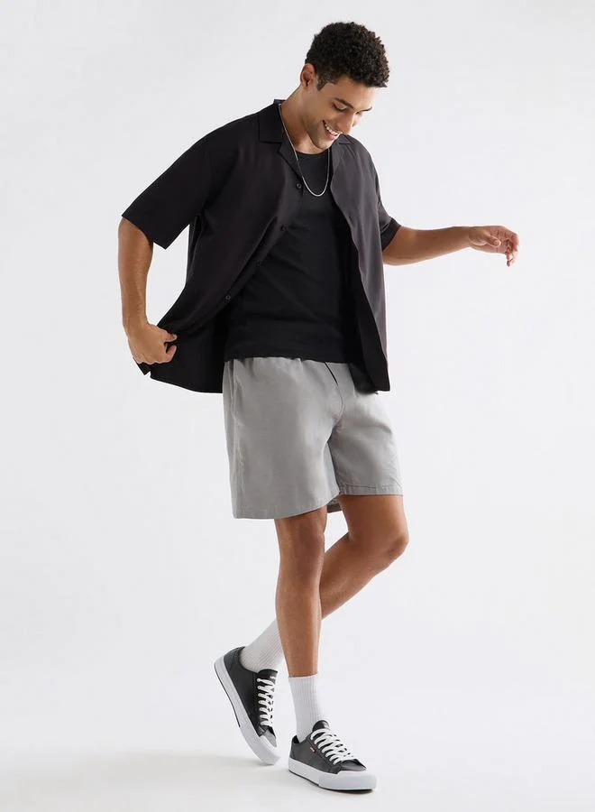 سبلاش فيڤ شورت سادة بخصر مرن ورباط وجيوب