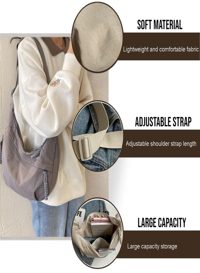 SANIKAWA Crescent Crossbody Bags for Women, Hobo Shoulder Bag Half Moon Bag, Large Capacity Crossbody Bag for Travel, Work (Grey) - Image 5