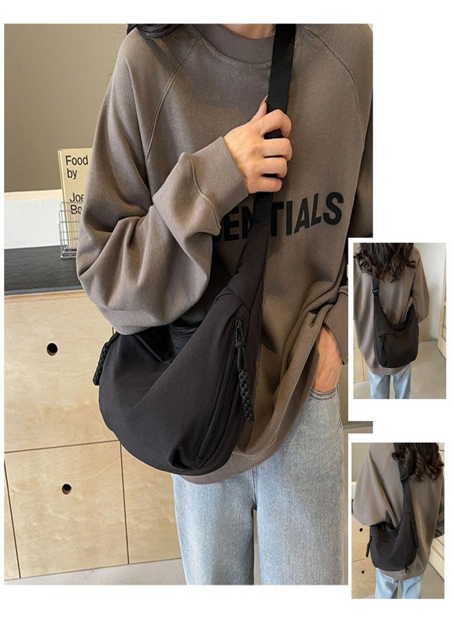 SANIKAWA Crescent Crossbody Bags for Women, Hobo Shoulder Bag Half Moon Bag, Large Capacity Crossbody Bag for Travel, Work (Grey) - Image 4