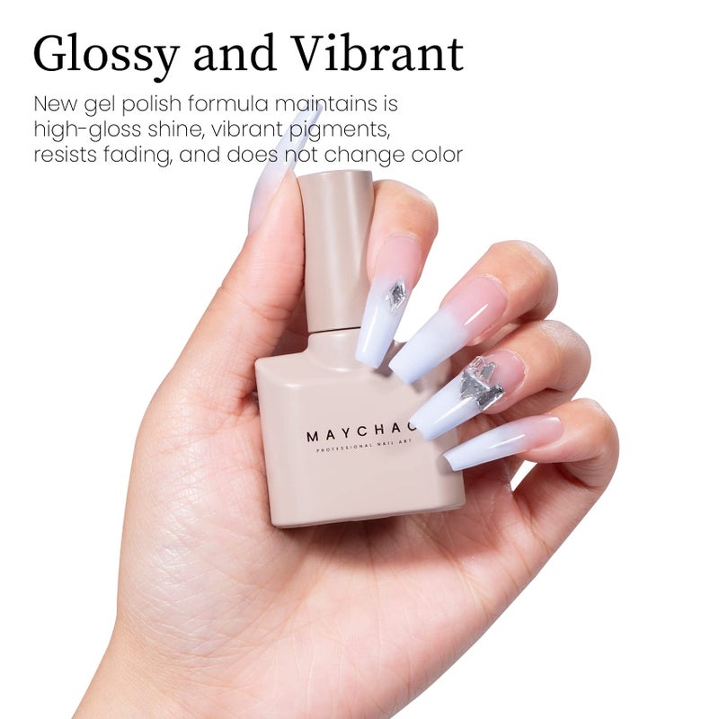 MAYCHAO 15ML Blue Gel Nail Polish 1Pc Baby Blue Gel Polish Soak Off UV LED Nail Polish Nail Art Starter Manicure Salon DIY at Home, 0.5 OZ - Image 3