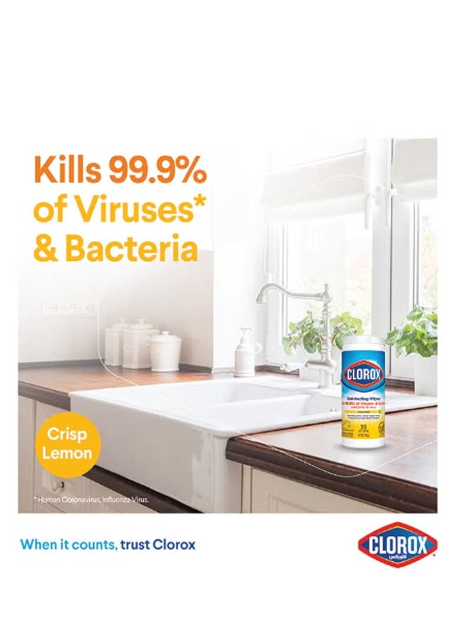 Clorox Disinfecting Wipes Crisp Leemon 35 Wet Wipes 219g  - Image 2