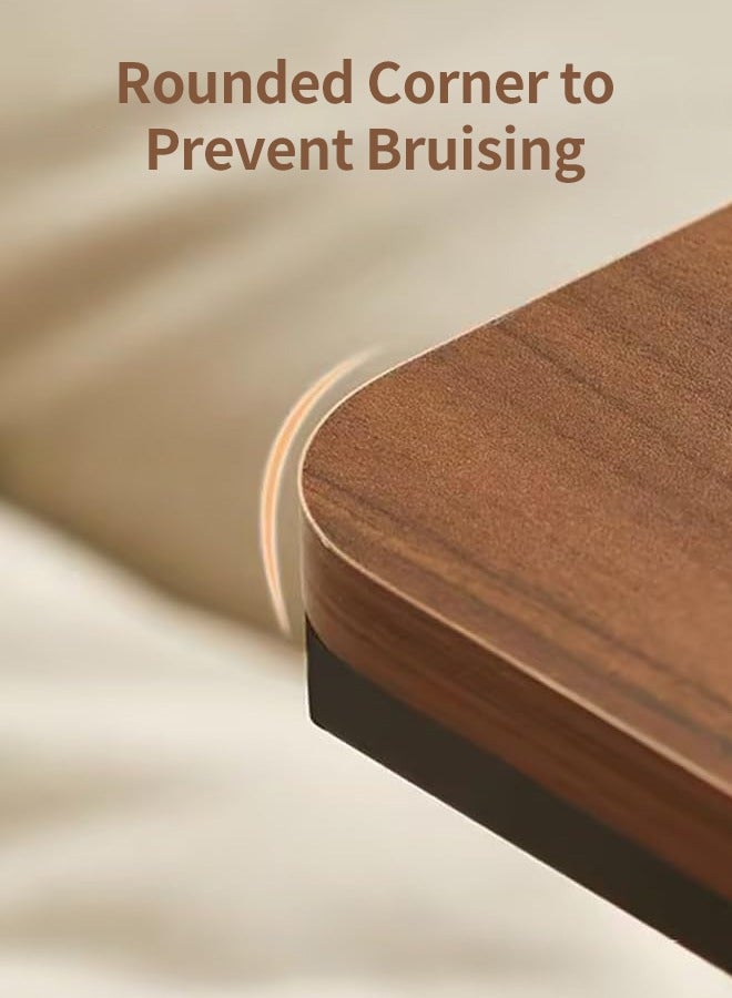 Snooe Modern Style C Shaped Narrow Laptop End Table with Wheels Snack and Side Pocket for Living Room Bedroom Sofa Bed - Image 5