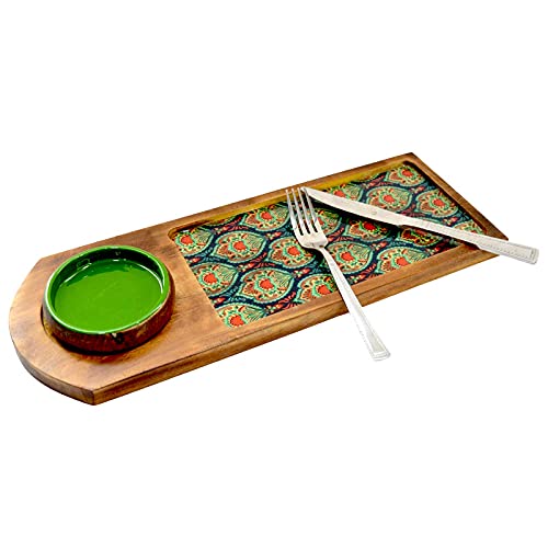 Tranquil Square Elegant Peacock Serving Platter Multi Colour - Image 5