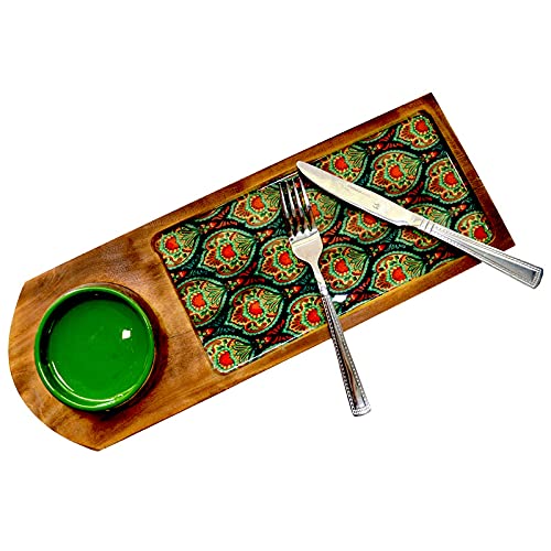 Tranquil Square Elegant Peacock Serving Platter Multi Colour - Image 4