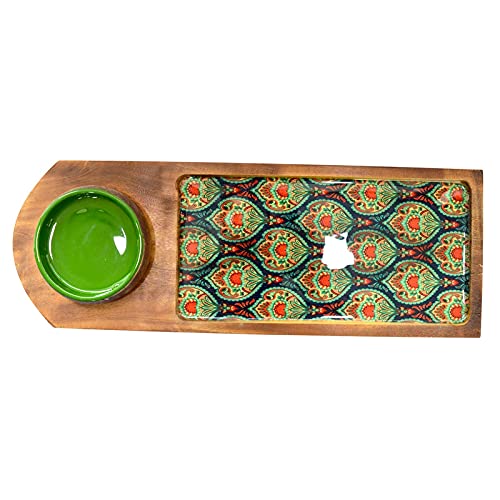 Tranquil Square Elegant Peacock Serving Platter Multi Colour - Image 3