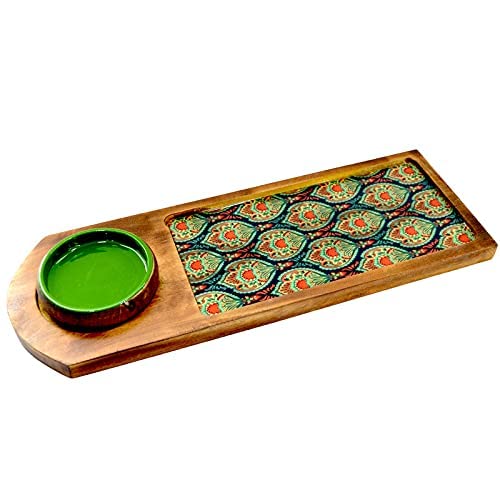 Tranquil Square Elegant Peacock Serving Platter Multi Colour - Image 2