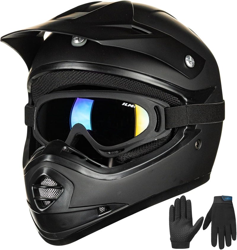 ILM Youth Kids ATV Motocross Helmet with Goggles and Sports Gloves - DOT Approved - Image 1