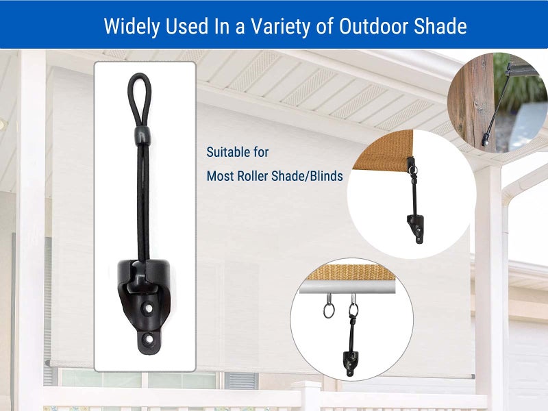 IVYSUN Shade Replacement Parts Bungee Tie Down Kit for Coolaroo Exterior Roller Shade/Blinds,Outdoor/Indoor Roller Up Blinds and Canopy/Pergola Covers (6Inch,Black,2Set) - Image 2