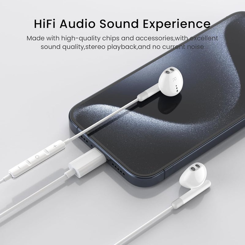 BENEWY USB C Headphones for iPhone 17 16 15 Pro Max Plus iPad Pro USB C Earphones with Microphone Volume Control USB C Wired Earbuds USB Type C Earphone for Google Pixel 8 Samsung S25 S24 S23 S22 S21 S20 A55 - Image 4