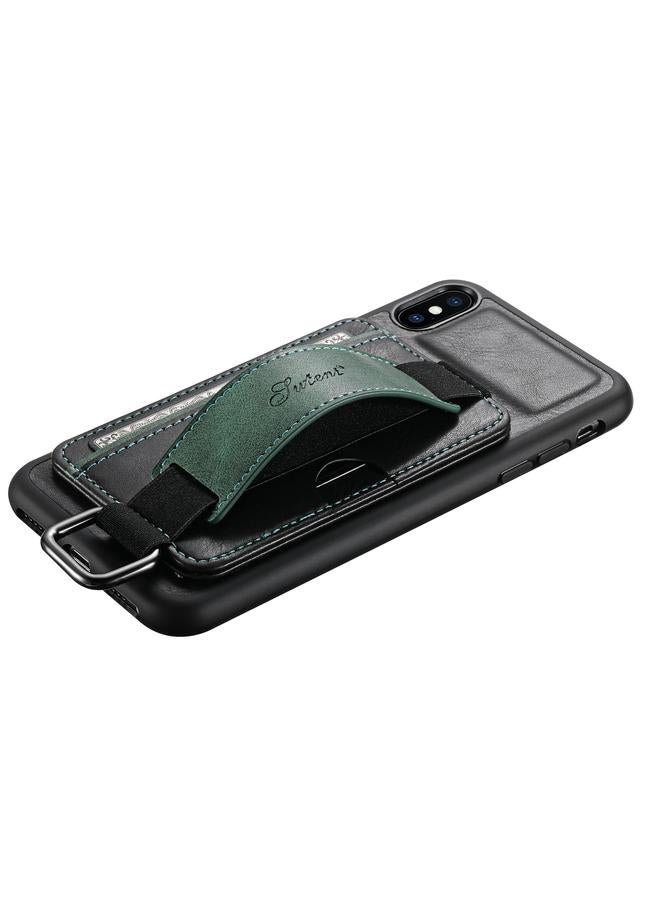 Suteni H13 Card Wallet Wrist Strap Holder PU Phone Case For iPhone XS Max - Image 4