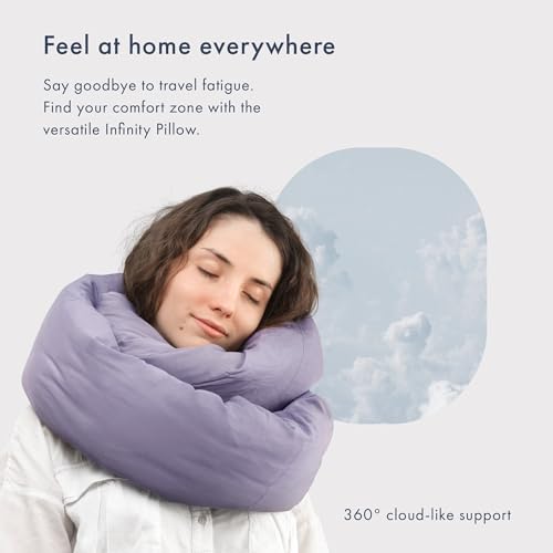 Huzi Infinity Pillow - Home Travel Soft Neck Scarf Support Sleep (Purple) - Image 2