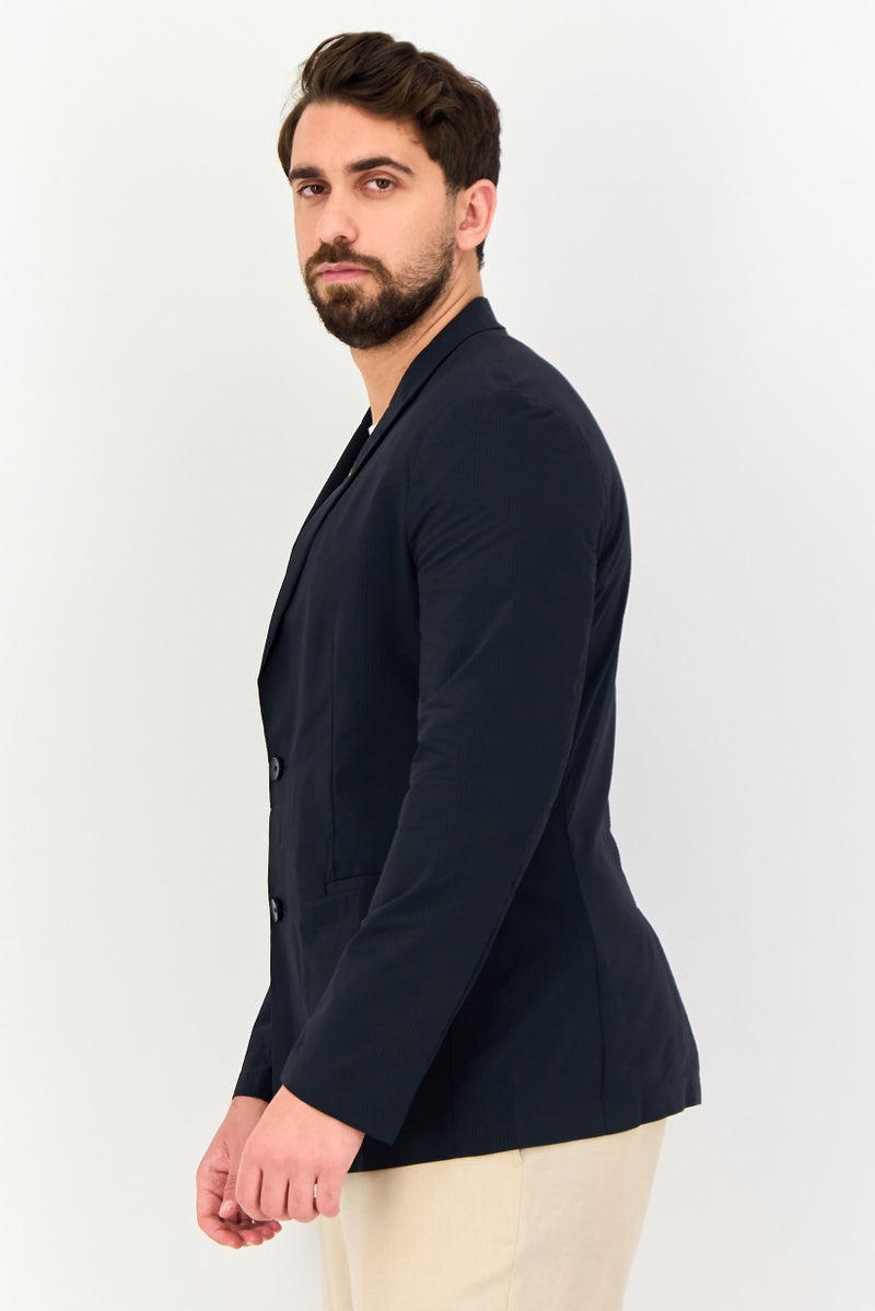 Selected Homme Men Slim Fit Solid Casual Blazer, Navy - Image 2