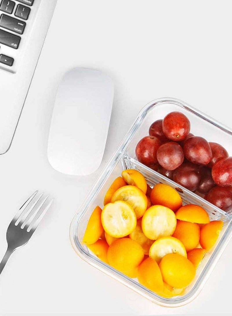 3 Pack Glass Food Storage Containers 2 Compartments Glass Meal Prep Containers with Lids Lunch Containers for Adult Food Prep Container with Dividers Reusable Lunch Bento Box