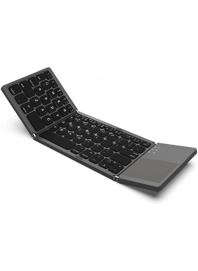 Lacoz Foldable Bluetooth Keyboard with Touchpad, Portable Tri-Fold Wireless Keyboard, Rechargeable Compact Keyboard for Windows, Android, iOS, Tablets, Smartphones & Laptops - Image 1