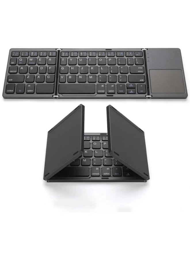 Lacoz Foldable Bluetooth Keyboard with Touchpad, Portable Tri-Fold Wireless Keyboard, Rechargeable Compact Keyboard for Windows, Android, iOS, Tablets, Smartphones & Laptops - Image 3