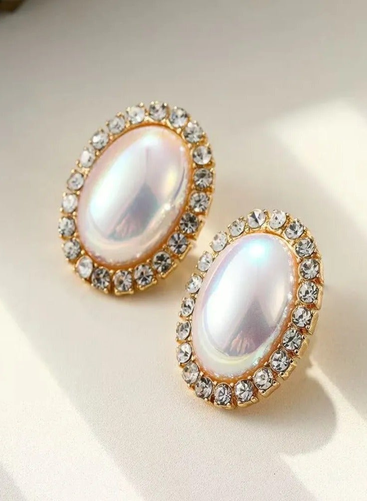 Oval Pearl Necklace And Earrings Set, Retro And Elegant, Versatile Clavicle Chain Accessories - Image 2