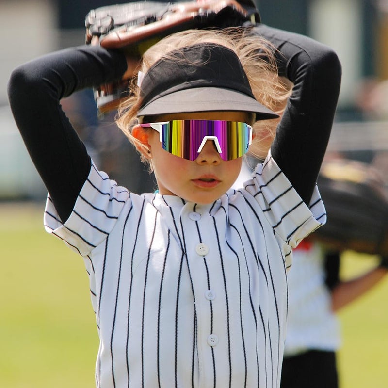 FEISEDY Kids Sunglasses Youth Baseball Sun Glasses, UV400 Sports Teens Cycling Shades for Boys Girls Age 8-16 B0048 - Image 2