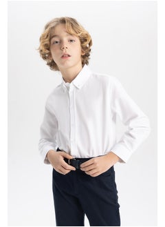 Boy Regular Fit Polo Neck Woven Long Sleeve Shirt