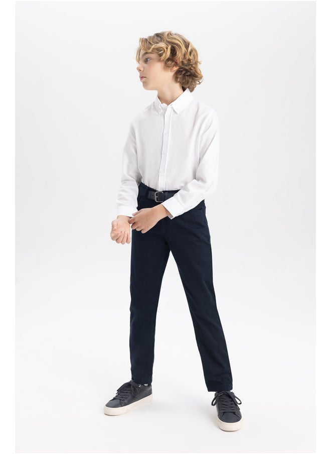 DeFacto - Boy Regular Fit Polo Neck Woven Long Sleeve Shirt - Image 1
