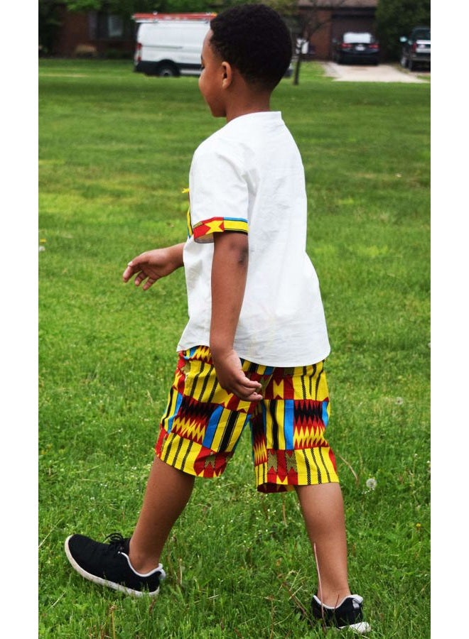 SHENBOLEN Boy African Print Kente Kids Ankara Suit African Ghana Tribal Clothing, B, 4XL - Image 3