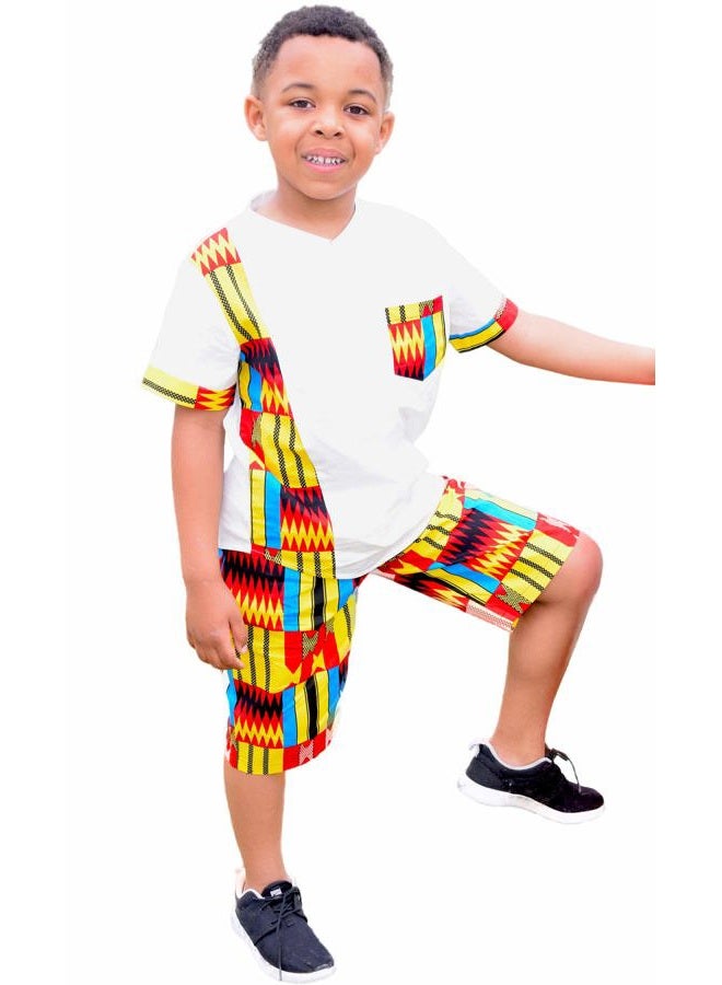SHENBOLEN Boy African Print Kente Kids Ankara Suit African Ghana Tribal Clothing, B, 4XL - Image 1