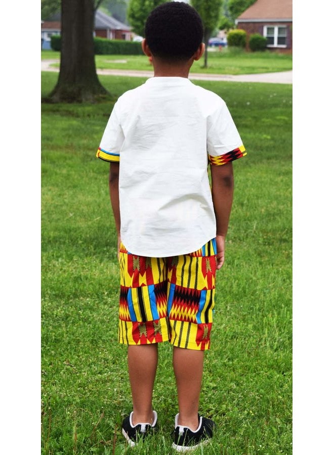 SHENBOLEN Boy African Print Kente Kids Ankara Suit African Ghana Tribal Clothing, B, 4XL - Image 4