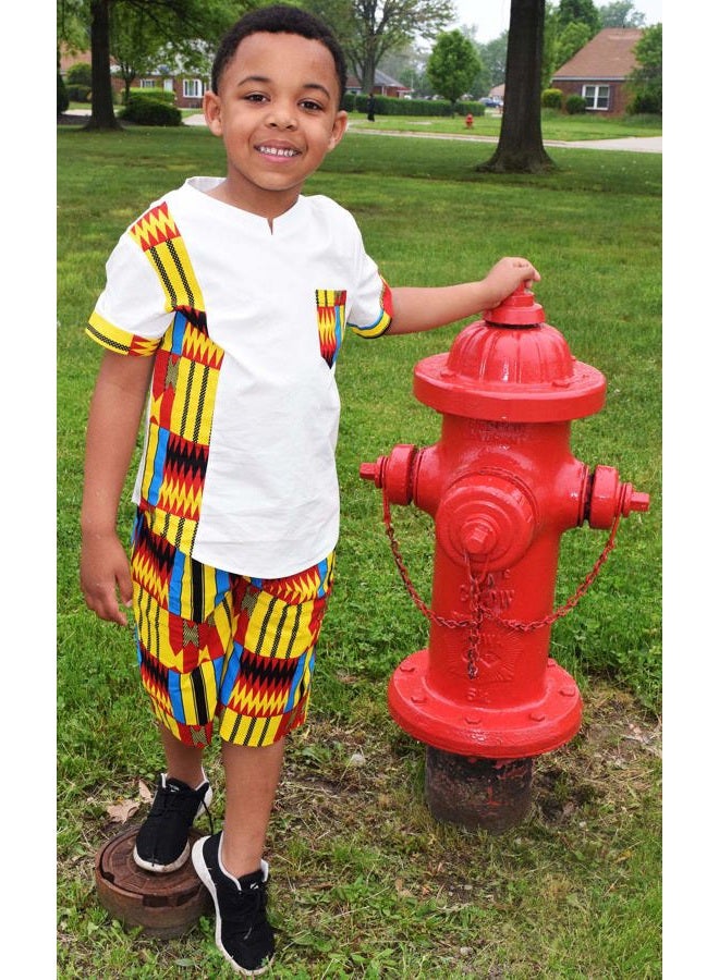 SHENBOLEN Boy African Print Kente Kids Ankara Suit African Ghana Tribal Clothing, B, 4XL - Image 2