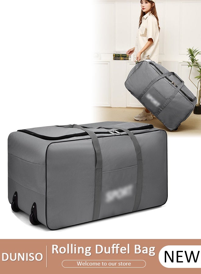 DUNISO Foldable Rolling Duffel Bag with 2 Wheels, Light Weight Travel Duffel bag with Large Loading Capacity, Inch Durable Travel Luggage Bag- Rugged, Collapsible Carry On Luggage Bag for Travel Camping Sports - Image 1