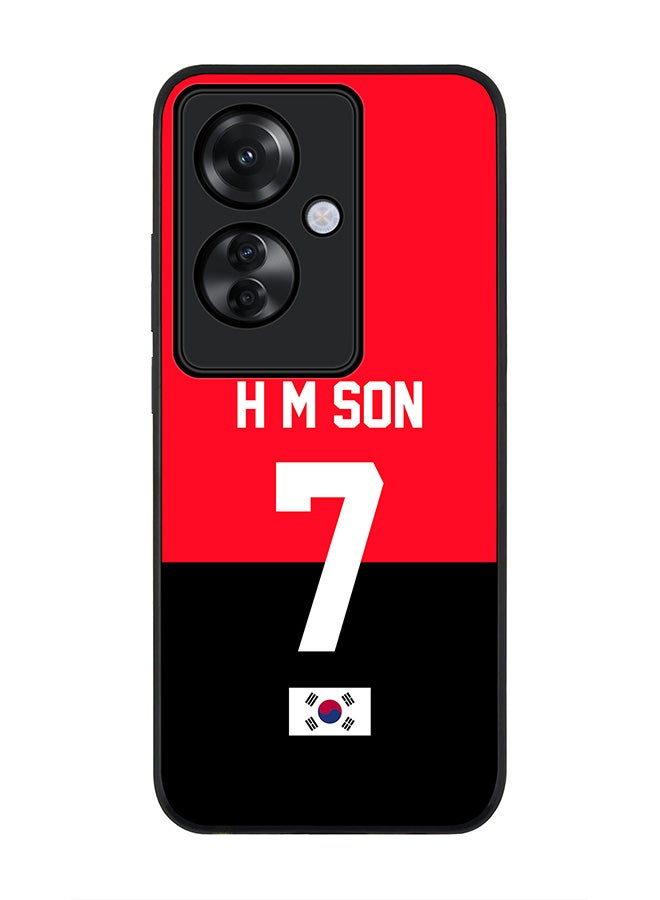 Stylizedd Rugged Black edge case for Oppo Reno11 F / Oppo F25 Pro 5G, Slim fit Flexible Thin Cover - Football Team - South Korea, Player Name - H M Son - Image 1